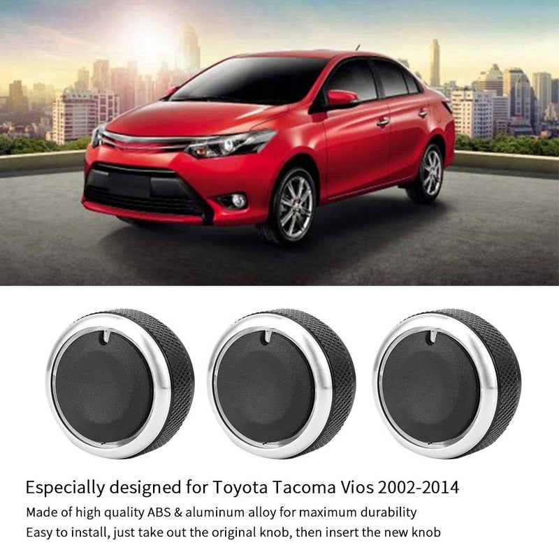 Dweekiy Car Switch Knob, 3pcs Car Air Conditioning Heat Control A/C Switch Knob for Toyota Tacoma Vios 02-14 - Image 2